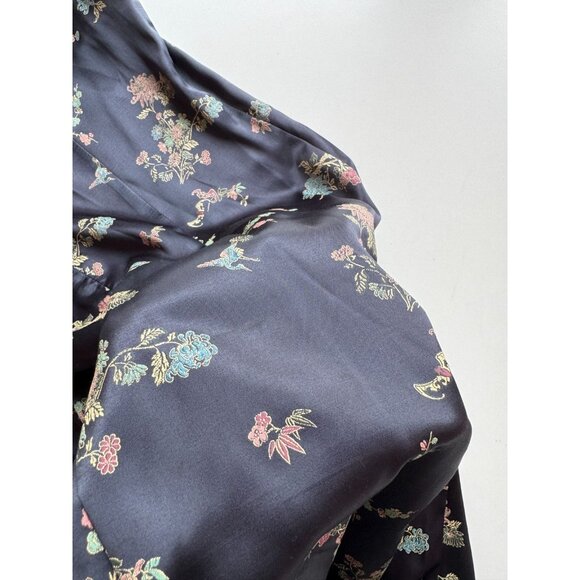 Vintage 00's SCARLET Black Oriental Floral Satin Cheongsam Qipao Dress, Size 13 - Picture 11 of 14